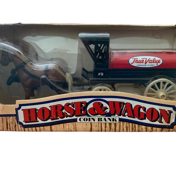 ERTL VTG 1990 True Value Horse & Wagon Coin Bank Die Cast Locking w/KEY NIB - Picture 2 of 11